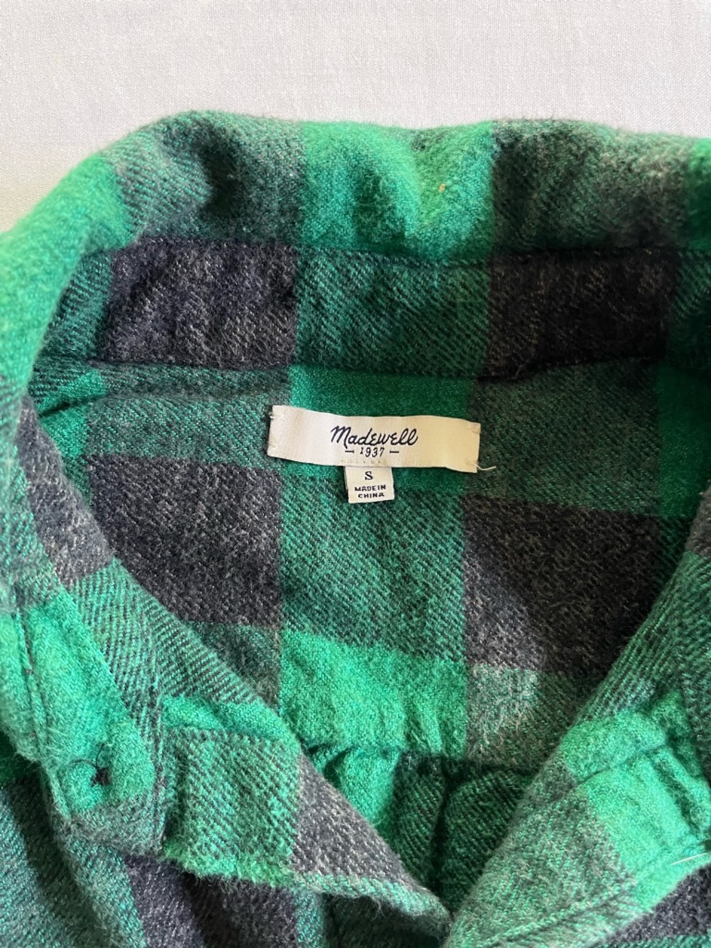 Madewell Green Check Flannel Shirt - Picture 2 of 3